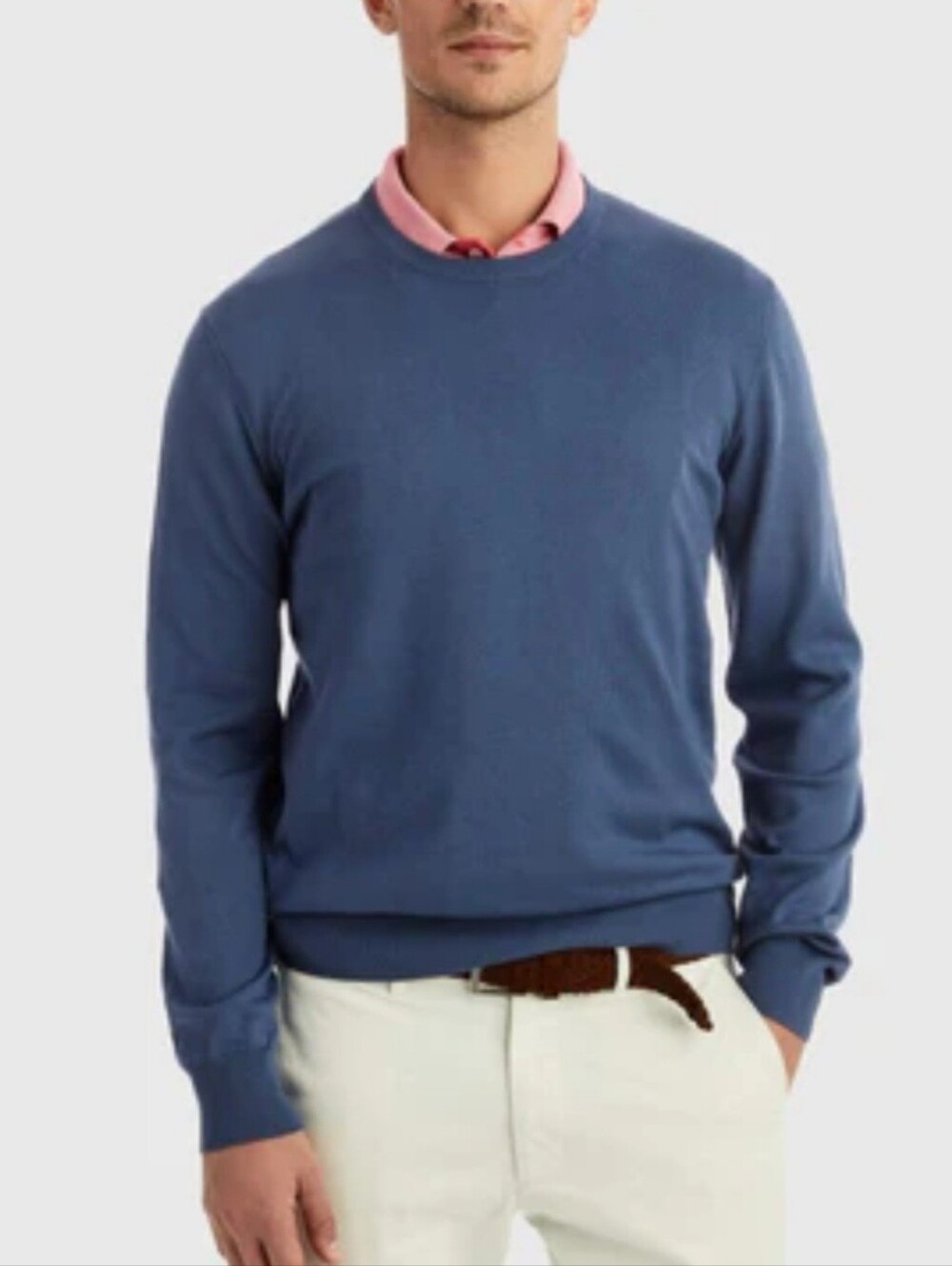 B.Draddy BD Crew Sweater Italian Cotton Blue Mens Large
